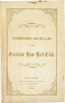 Constitution and By Laws of the Excelsior Base Ball Club – Earliest Known Example from 1855